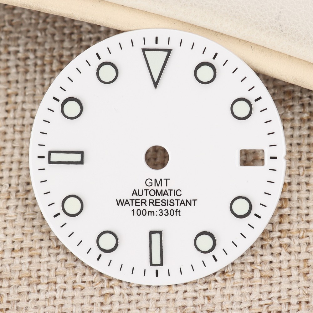 FEIYASHI White Oyster Date Watch Dials 28.50mm Luminous for Seiko NH34 Movement