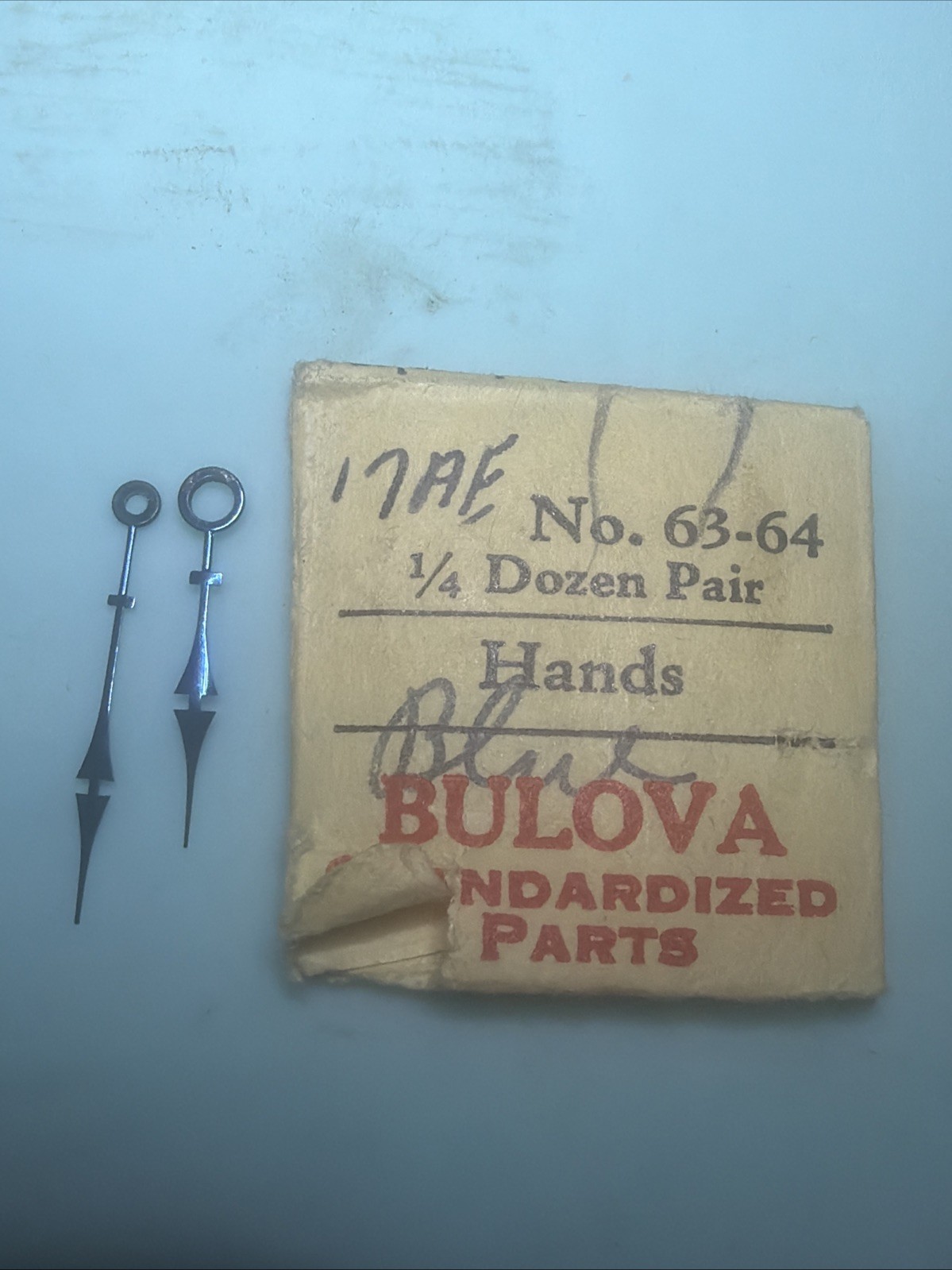 Bulova 17A Hour & Minute Hands – Blued (1) Pair #63-64 NOS W/O Original Package