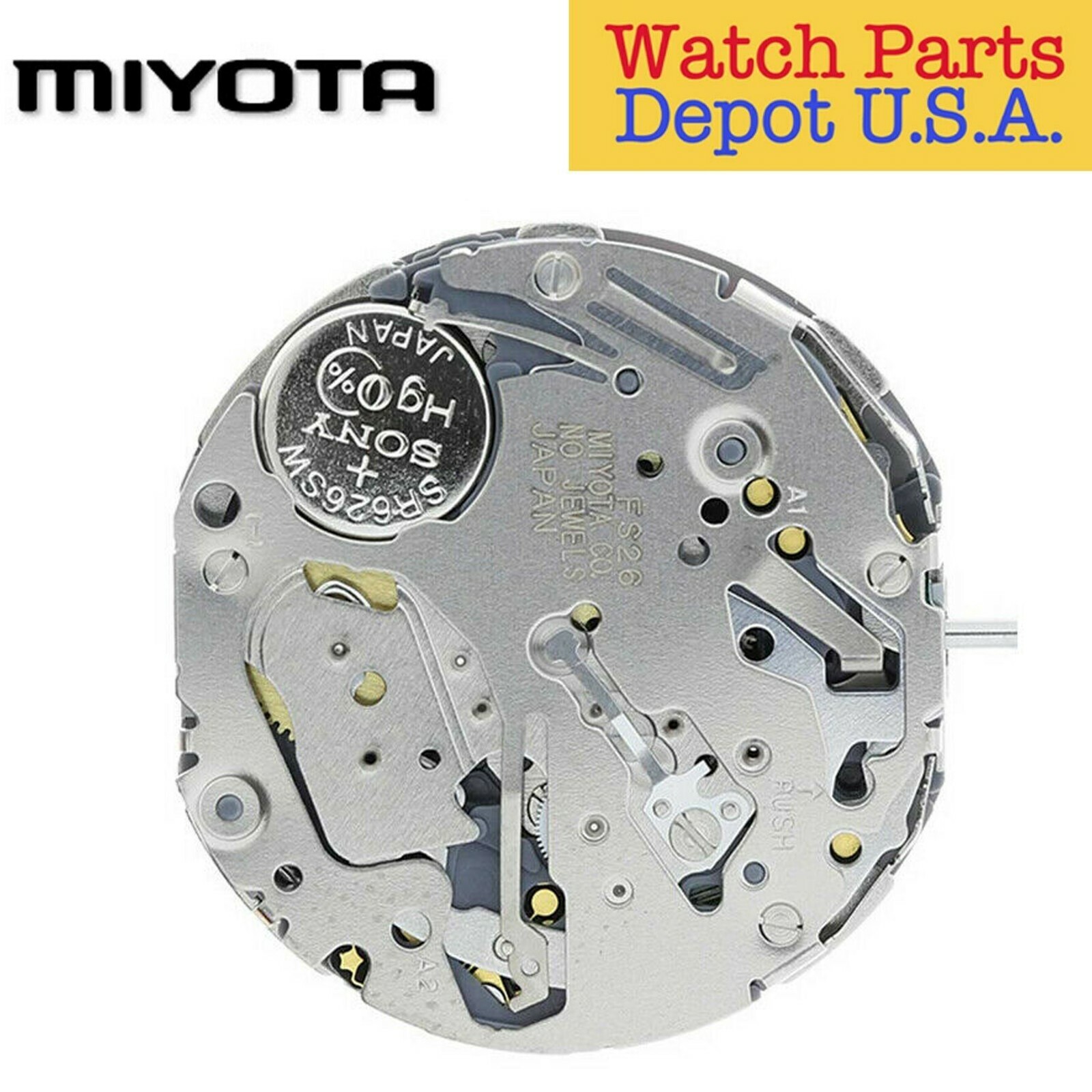 Original Miyota FS26 Japan Quartz Movement, 4 Hands, Date at 4:30, 3 Eyes – NEW!