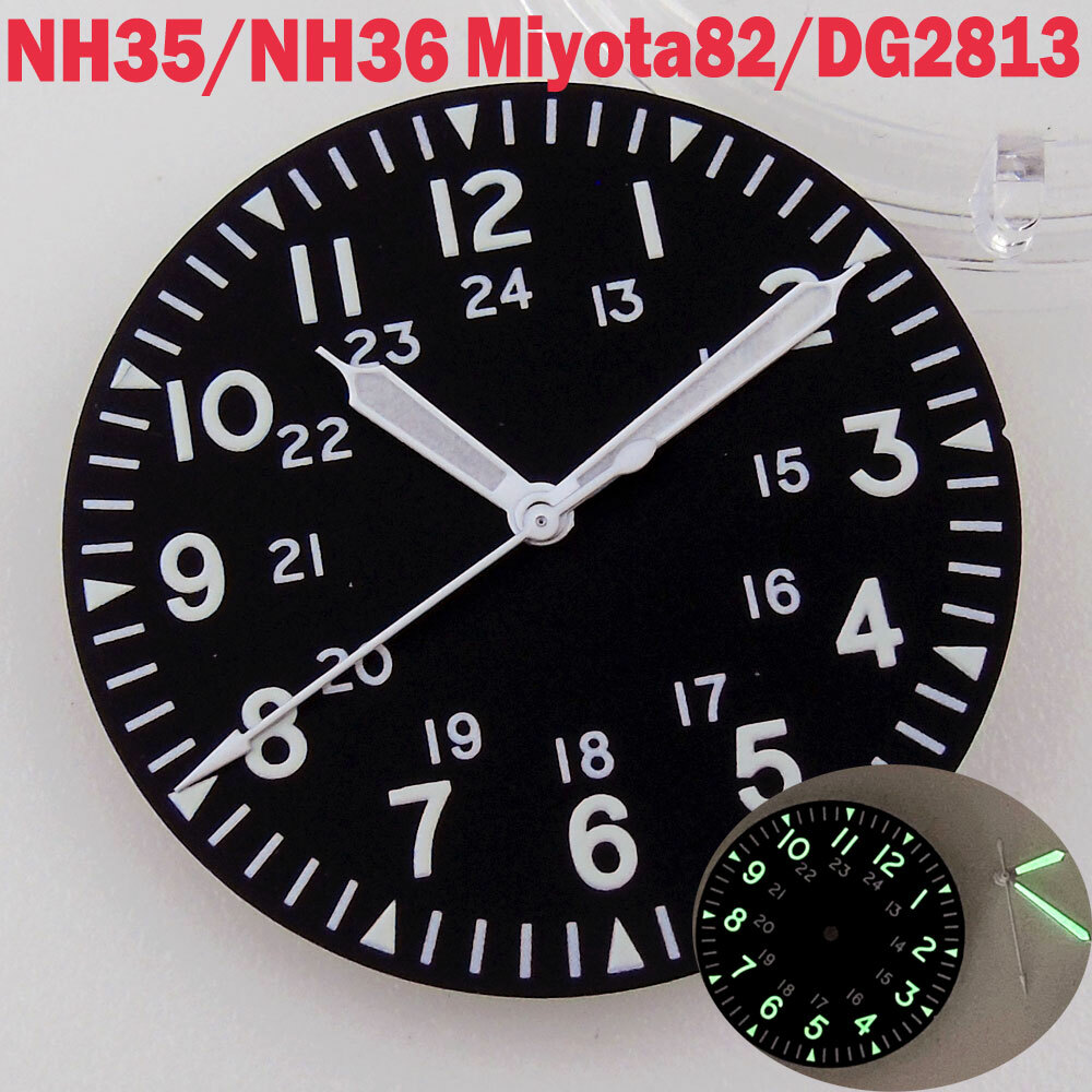 33.6mm Black Watch Dial+Hands Fit For NH35A/NH36A Miyota 8215 821A 8205 DG2813
