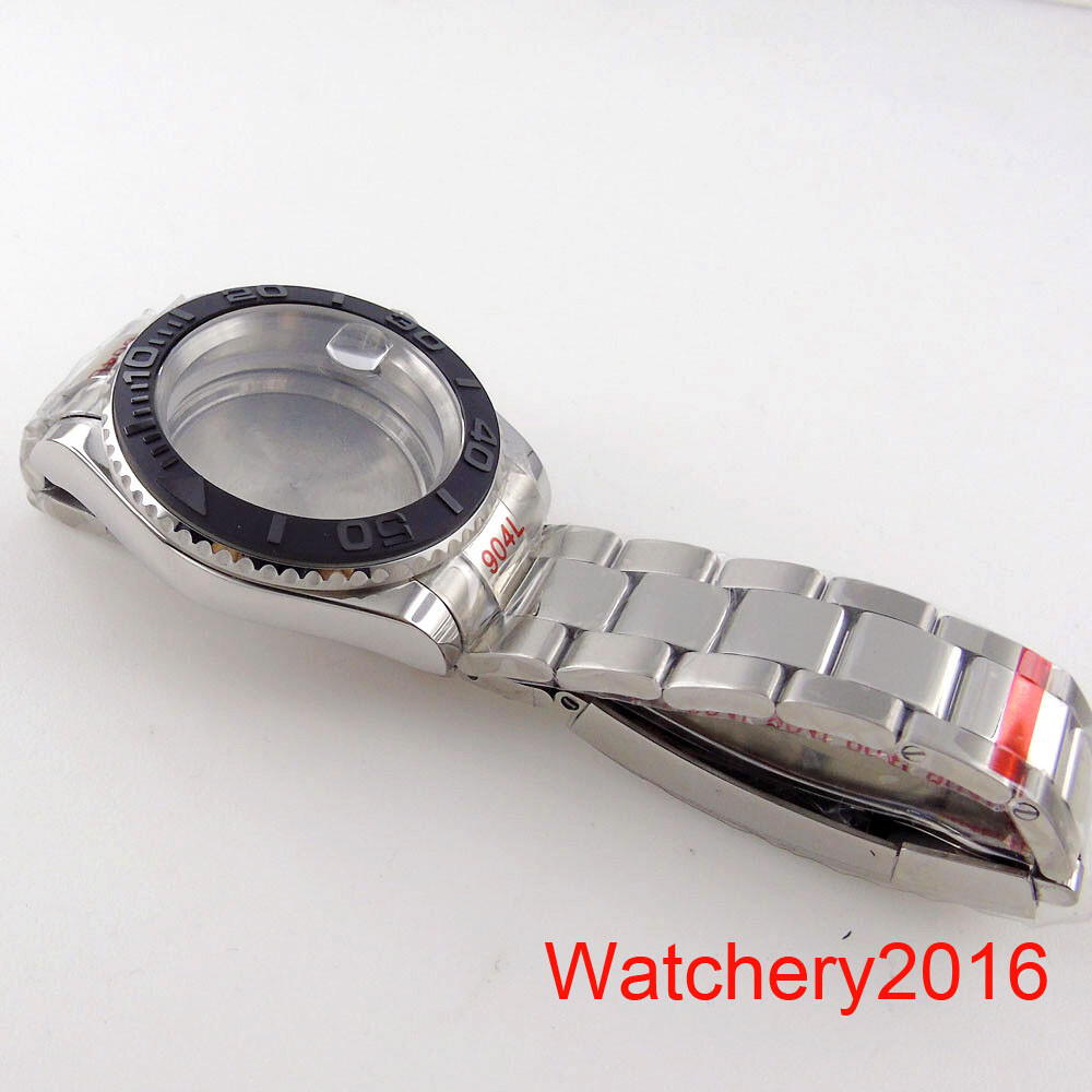 40MM Bidirectionally Rotate Ceramic Bezel Accessories Parts Sapphire Glass White