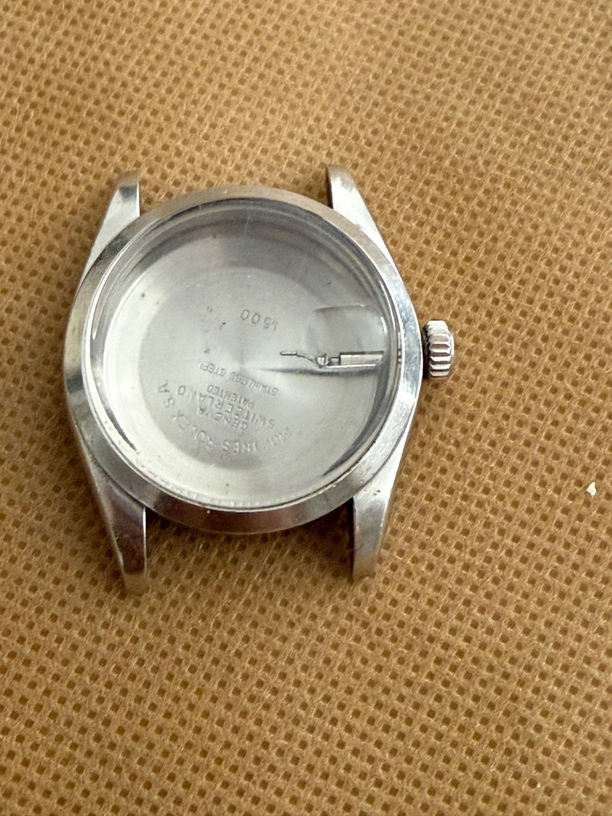 100% Original rolex 1500 steel case with glass and bezel used condition 34mm