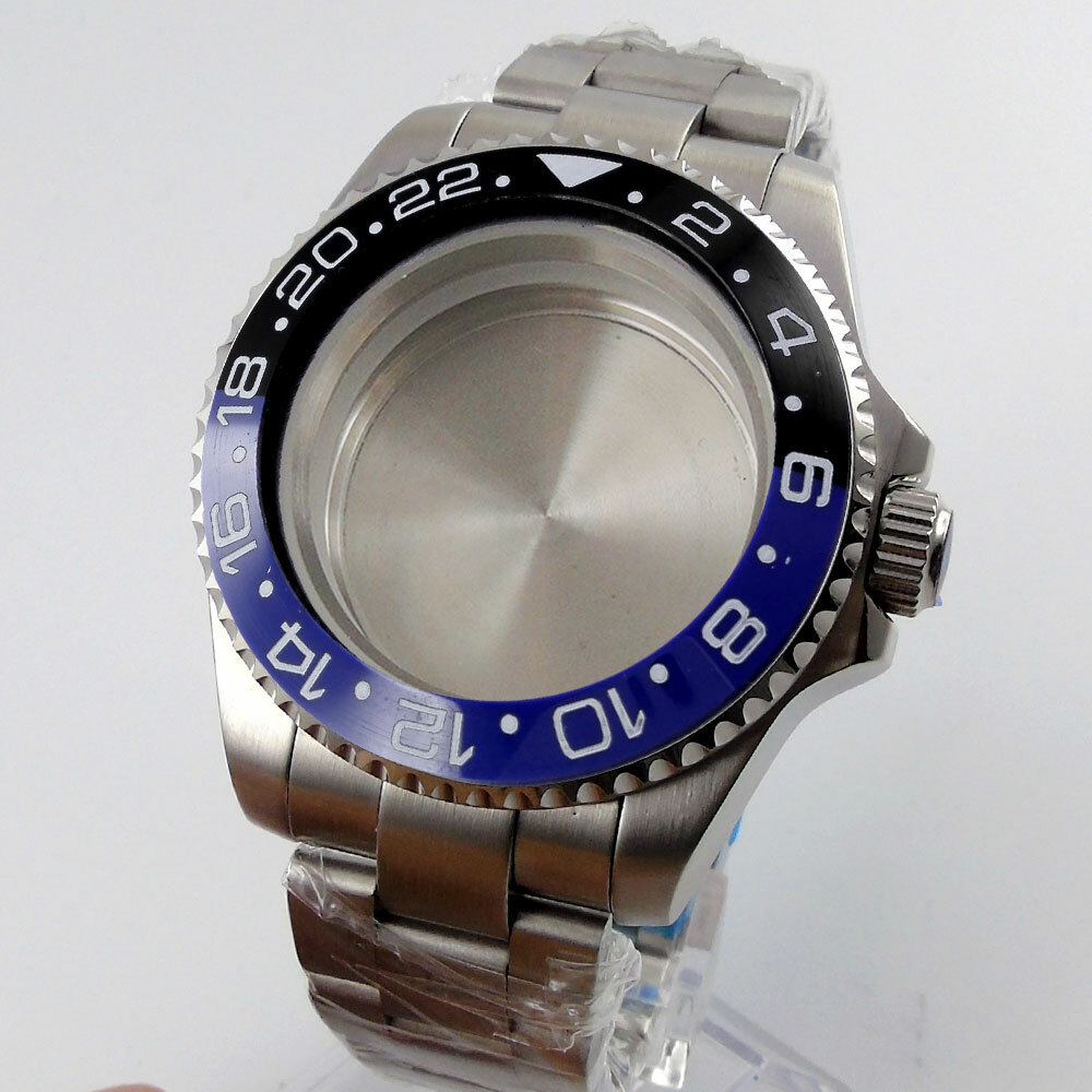 40MM Fit NH35 NH34A Automatic Watch Case Oyster Bracelet Flat Sapphire Crystal