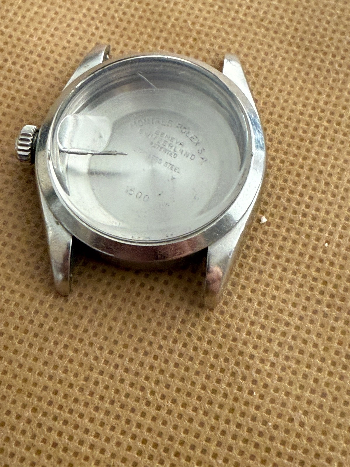 100% Original rolex 1500 steel case with glass and bezel used condition 34mm