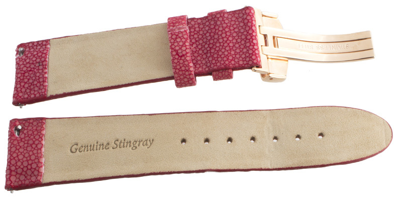 Genuine JoJo, JoJino 22mm Red Leather Rose Gold tone Buckle Watch Band Strap