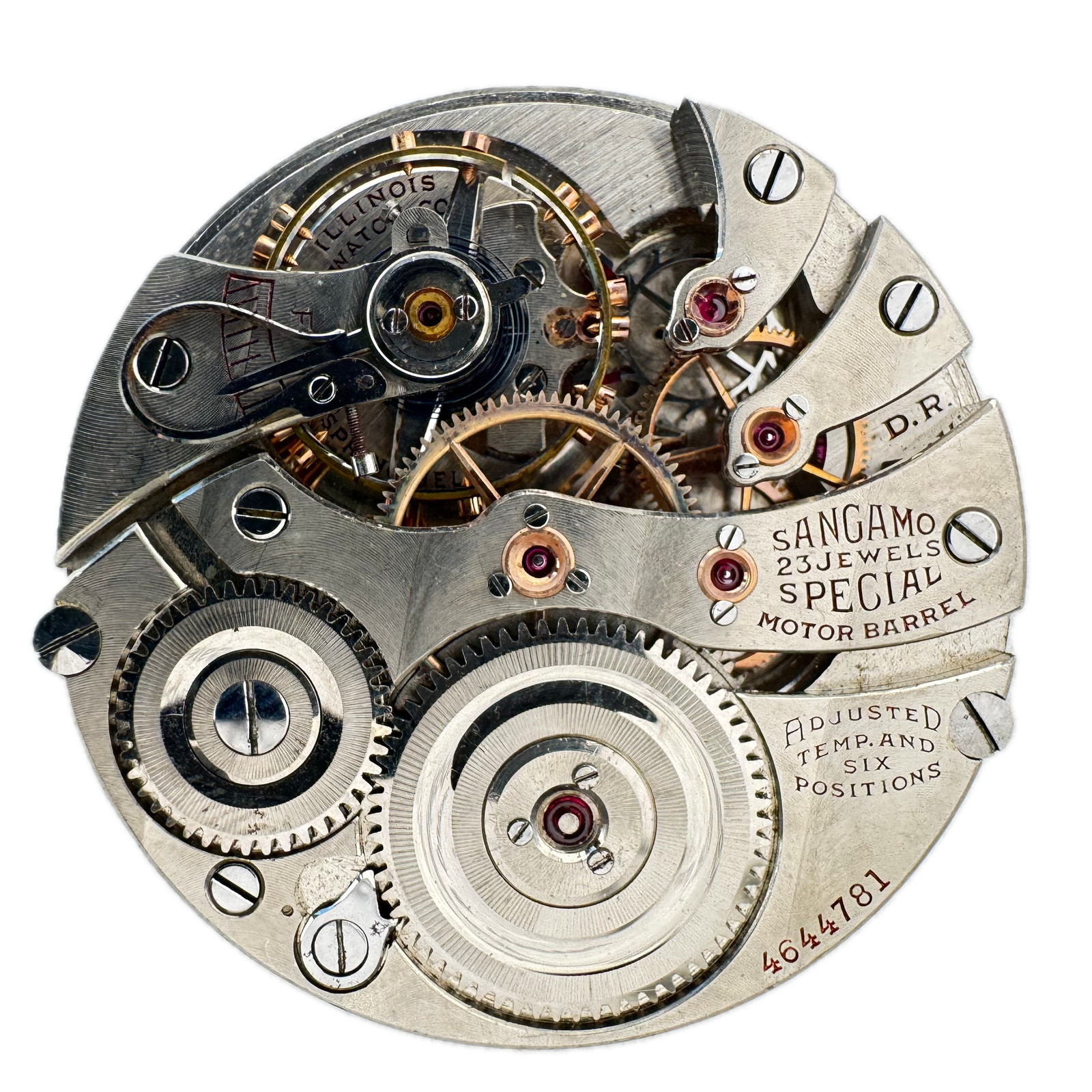 Antique 17s 1925 Illinois 23J Railroad Pocket Watch Movement Sangamo Special USA