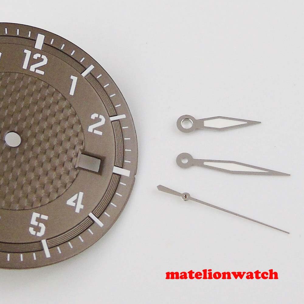 Fit For NH35/NH35A Sterile Watch Dial+Hands Black/White/Green/Coffee Date Window