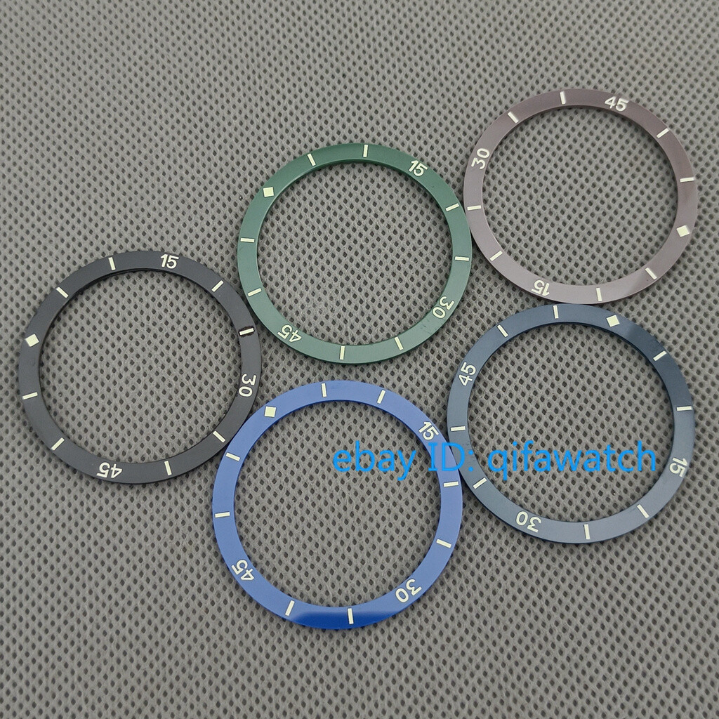 38mm flat bezel green blue black ceramics luminous bezel Insert Fit Watch