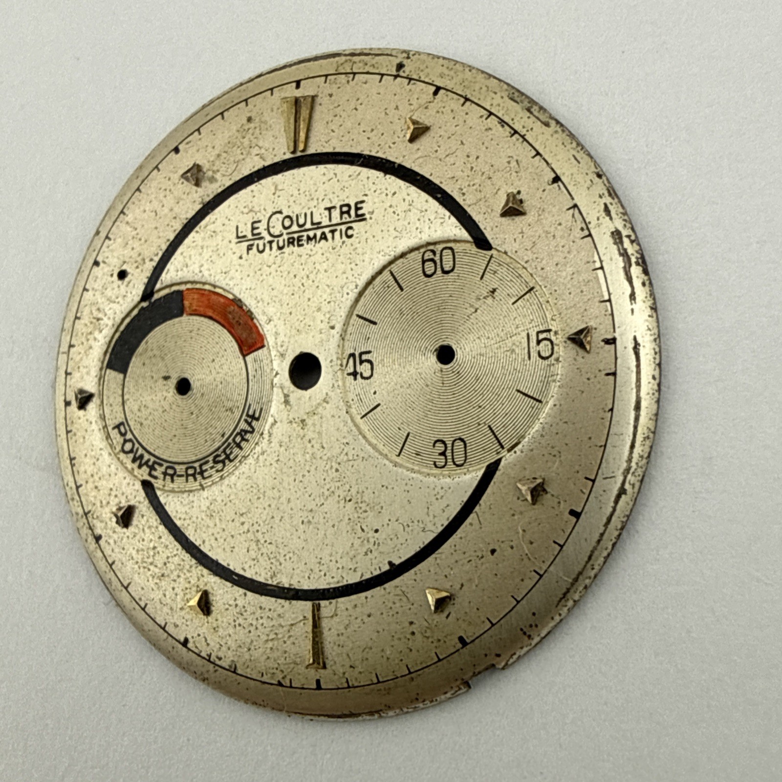 LeCoultre futurematic 497 817 watch part dial with power reserve – As Is