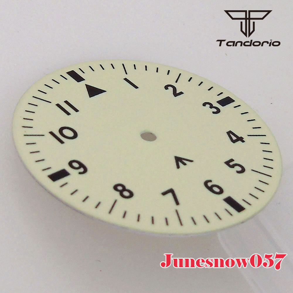 Fit NH35A NH36A SKX SRP ETA2824 PT 33.5MM Luminous White Watch Dial Black Hands