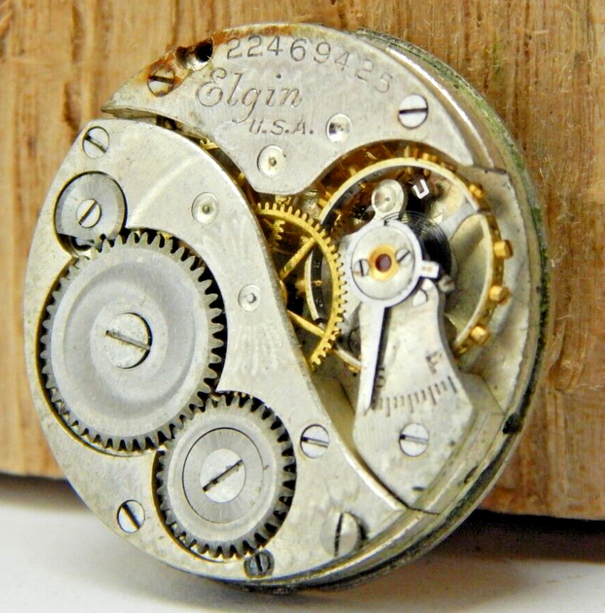 Vintage 1920 Elgin 447 model 4 7 jewel 10/0 size openface pocket watch movement