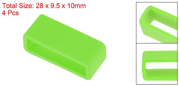Watch Band Strap Loops Silicone for 24mm Width Watch Band, Green 4 Pcs