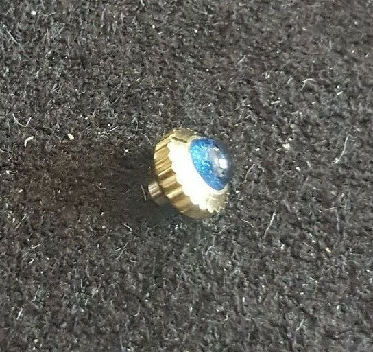 Longines Gold Plated Crown With Blue Cabochon Stone, Part Number KHOR