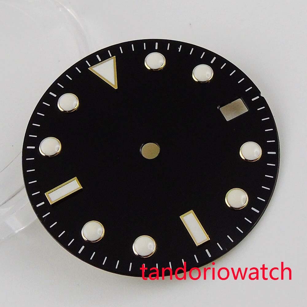 28.5mm balck/blue/grey watch dial with date window fit NH35 automatic movement
