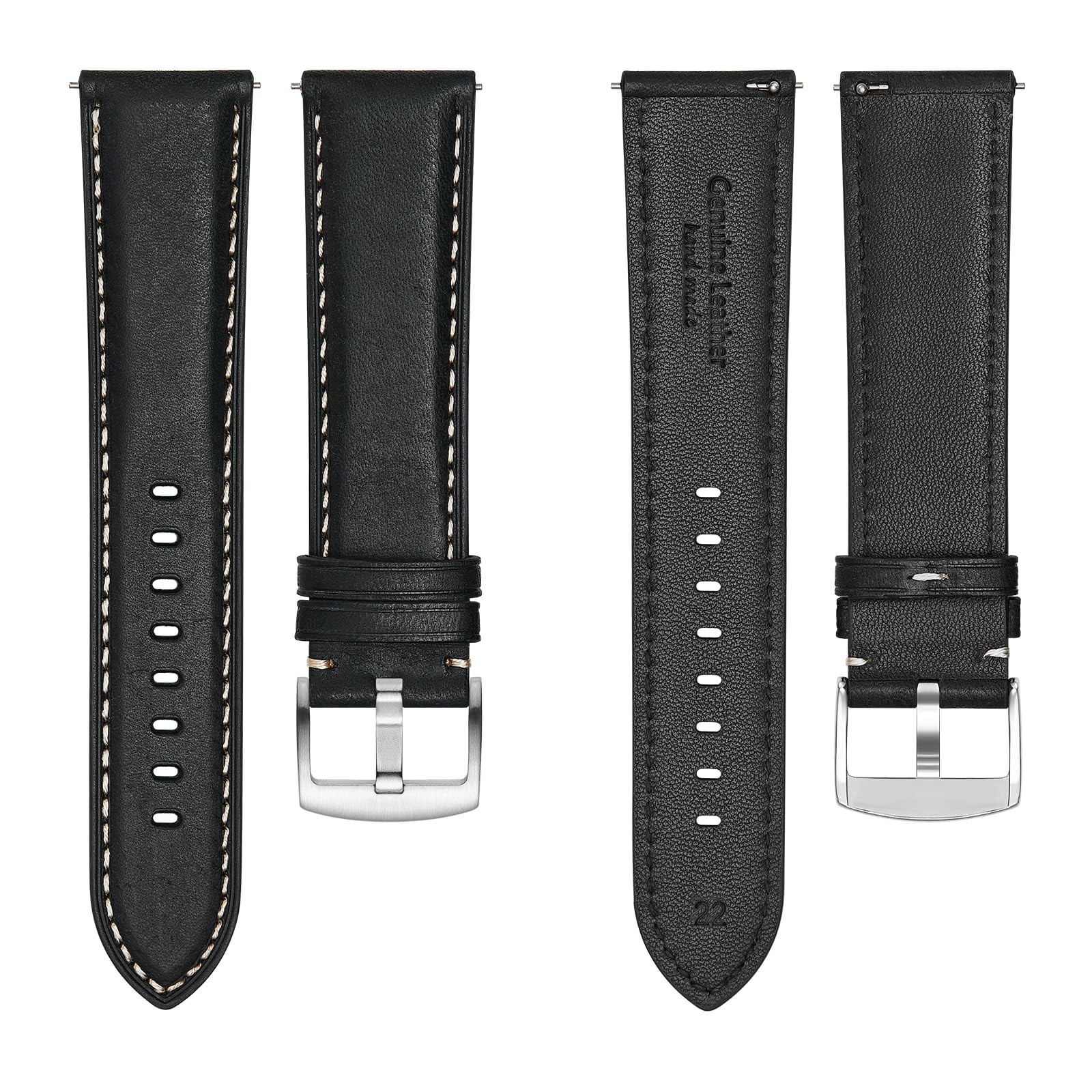 Genuine Leather Watch Band,Italian Pueblo Cowhide,Quick Release,Silver Buckle…