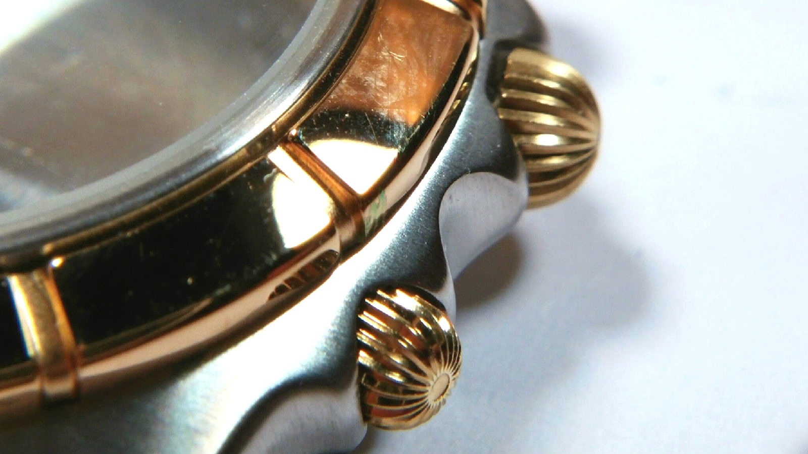 Chrono Case, Push Button, S/S and Gold Color Bezel, Water Resistant SALE!! stain