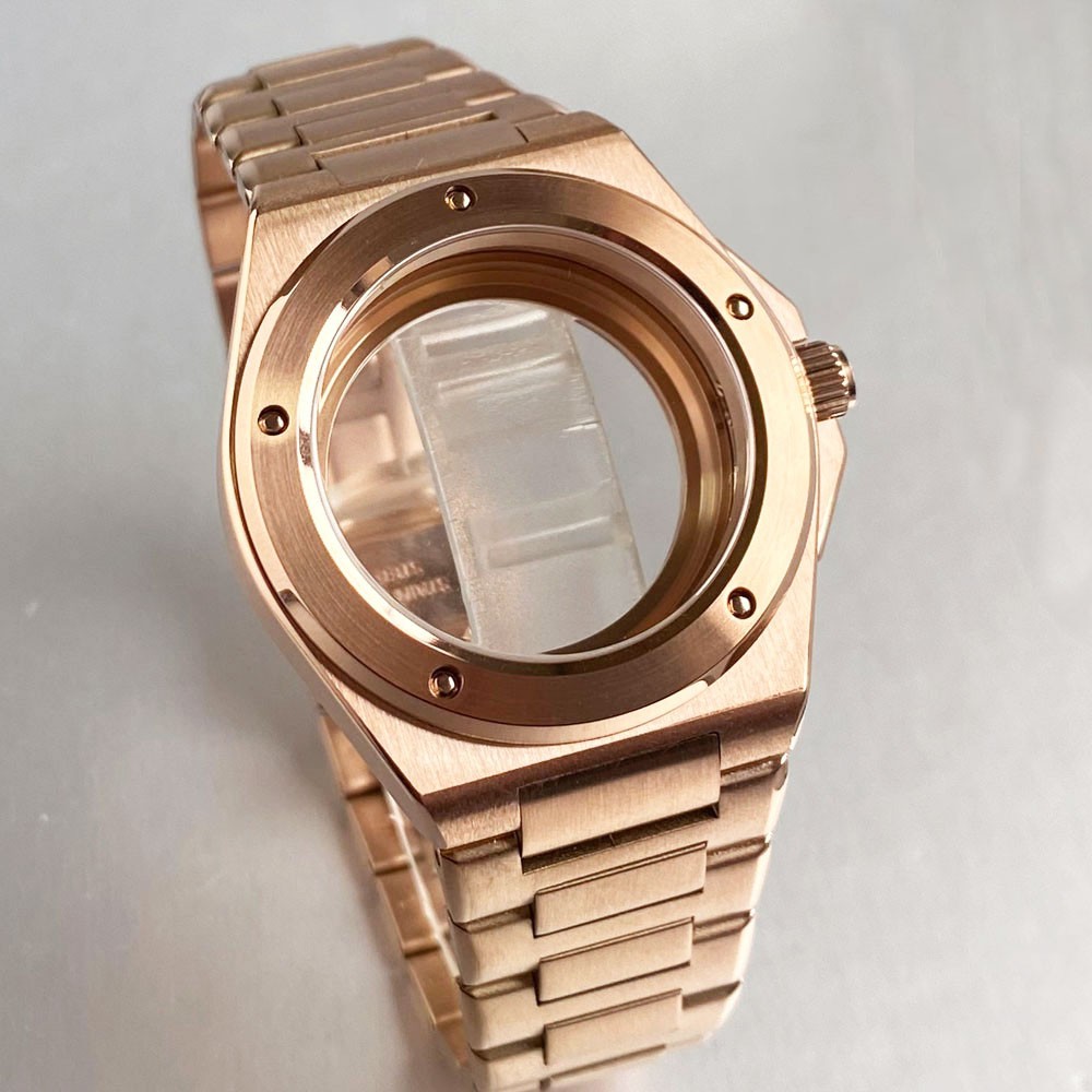 Rose golden 40mm Sapphire glass Watch Case Fit NH35 NH36 ETA 2824 PT5000 watch