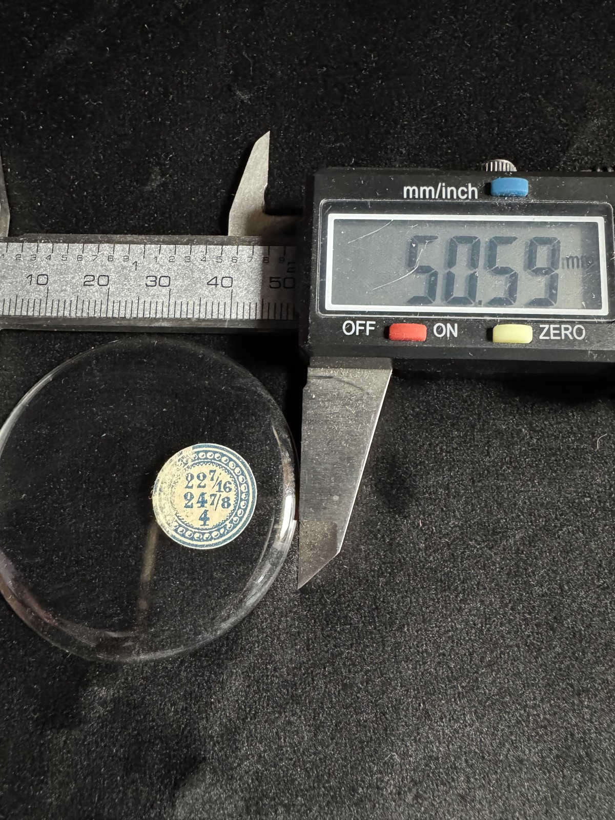 Vintage Round Pocket Watch Glass Crystal Replacement Domed 22 7/16, 24 7/8, 4