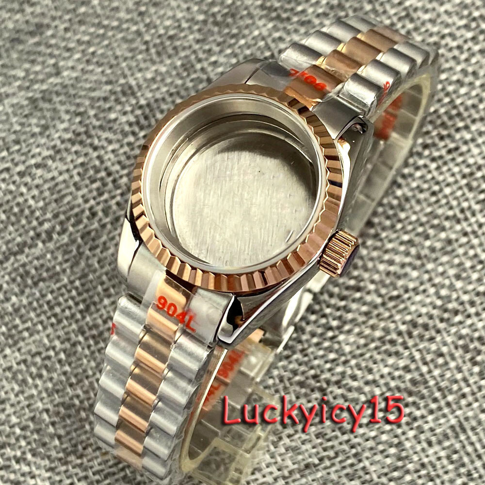 Fit NH05 NH06 26mm Small Watch Case Lady Rose Gold Plated Two Tone Coin Bezel