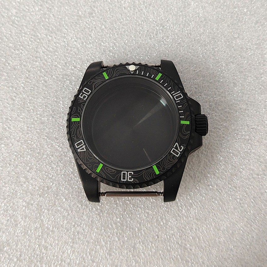 40MM SUB Black Frosted Bezel Watch Case Sapphire Glass for NH35/NH36 Movement