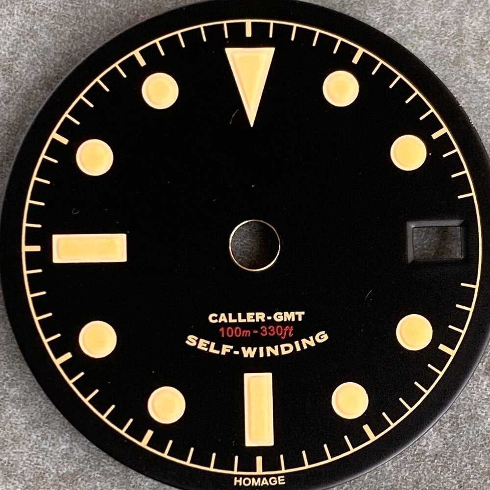 29mm Black White GMT Watch Dial fit NH34 NH34A GMT Automatic Dive Men Watch Part