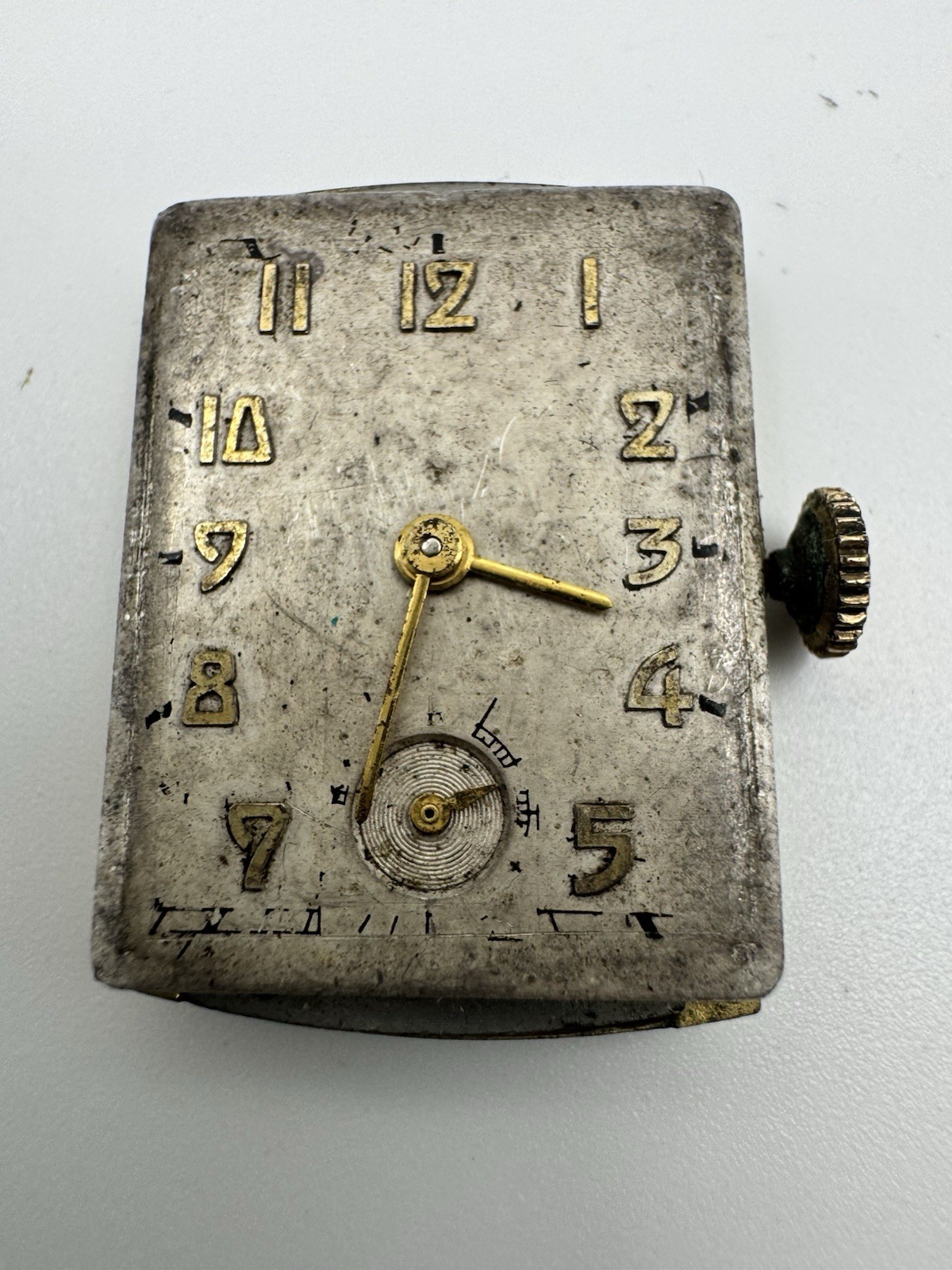 Vintage Bulova 7AK 21 jewel wrist watch movement with stem & crown