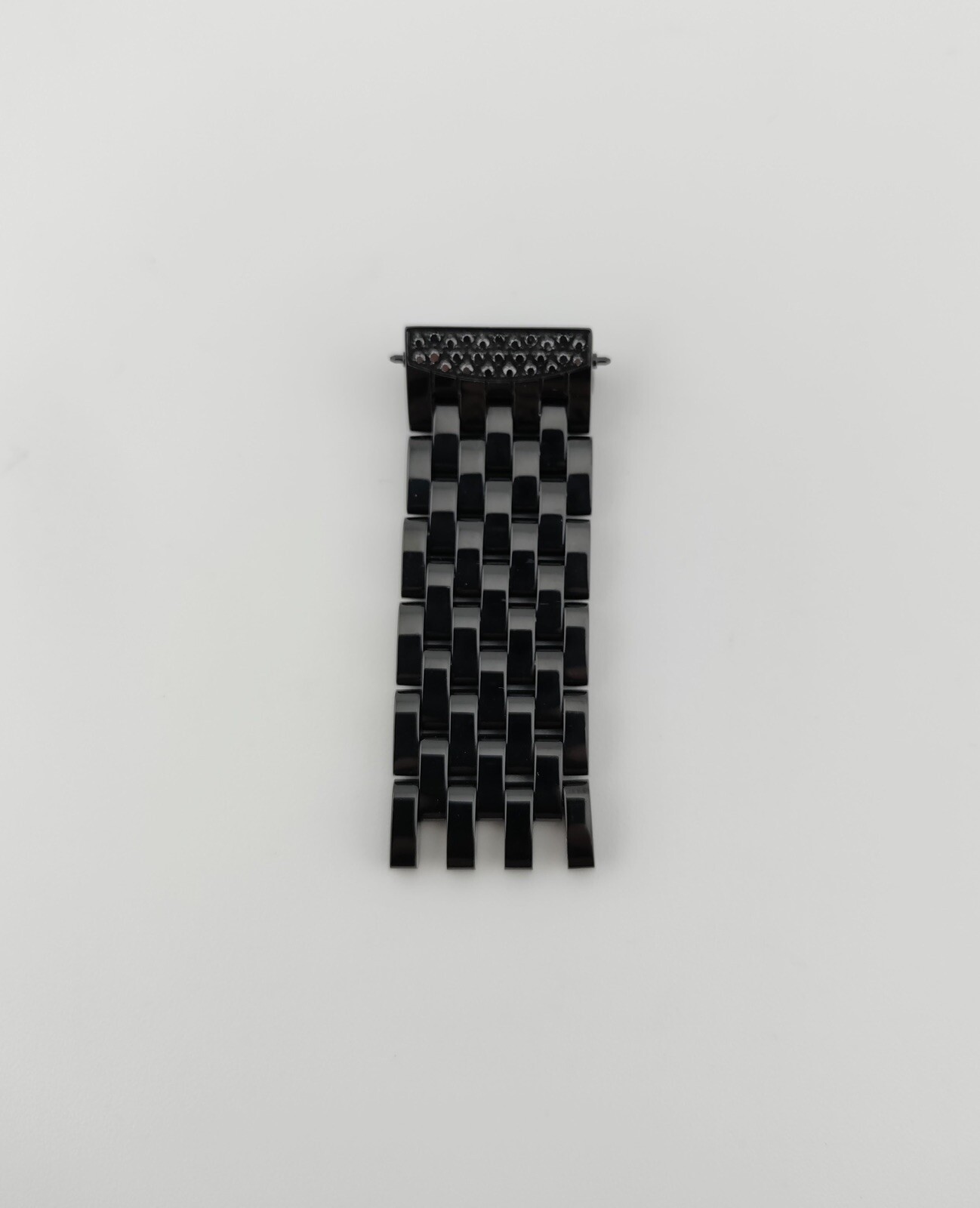 Michele 16mm Urban Mini Black Steel & Diamond Partial Band