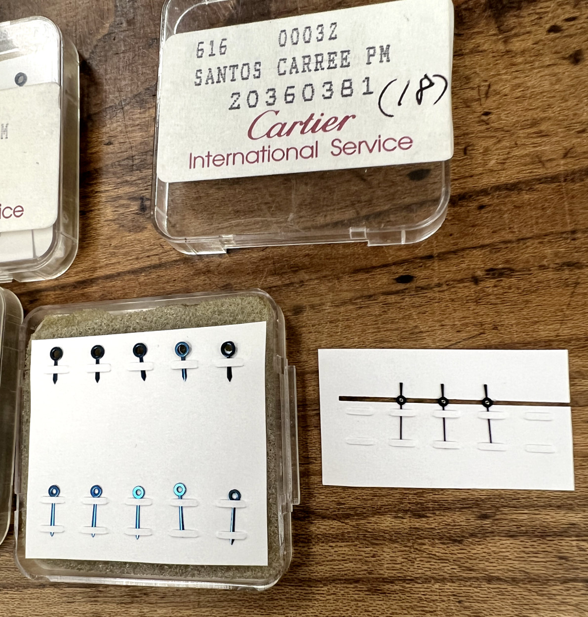 Genuine New Cartier Santos Carree PM Blue Three Hand Set Part# 20360381