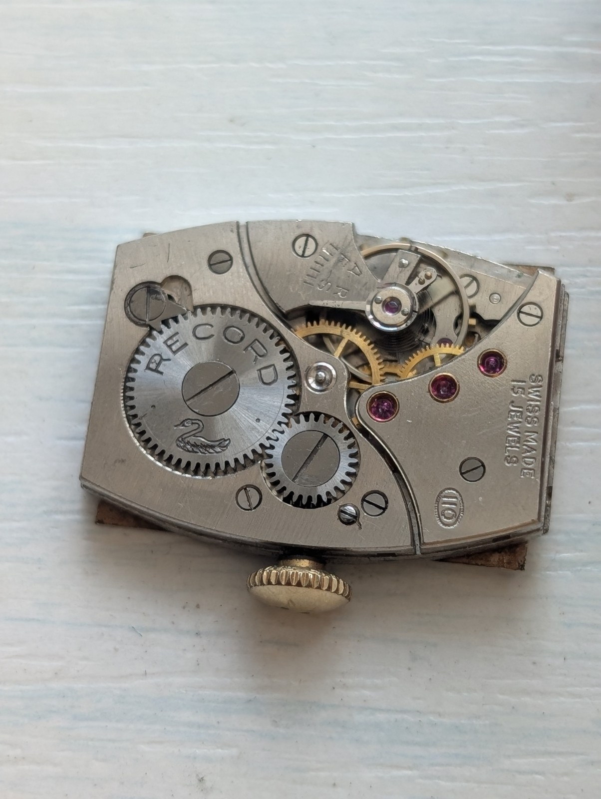 Vintage Record Rectangle 110 Mechanical Watch Movement (Runs)