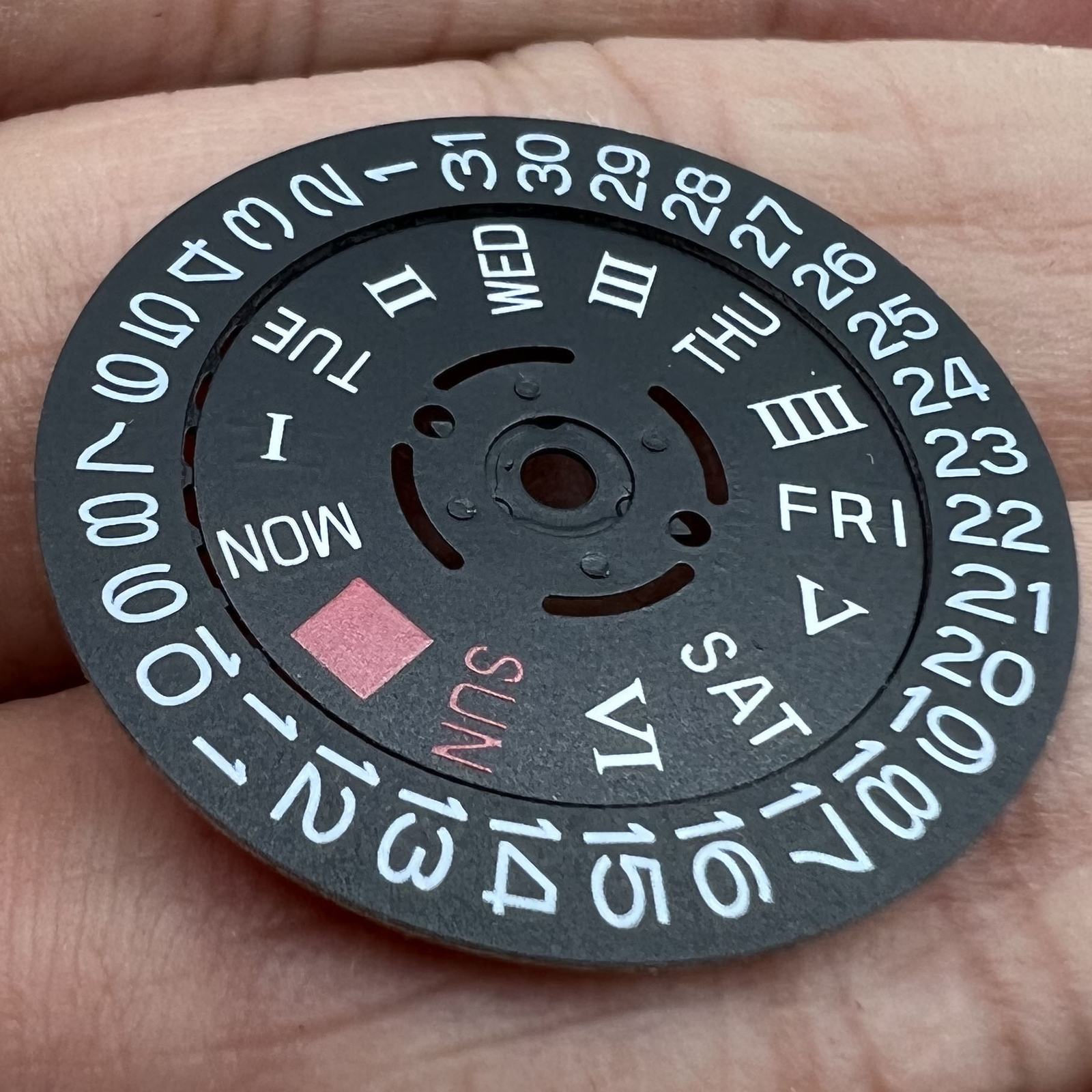 Black Date Disk Wheel Week Roman English Font for NH36 Movement Position 3.8