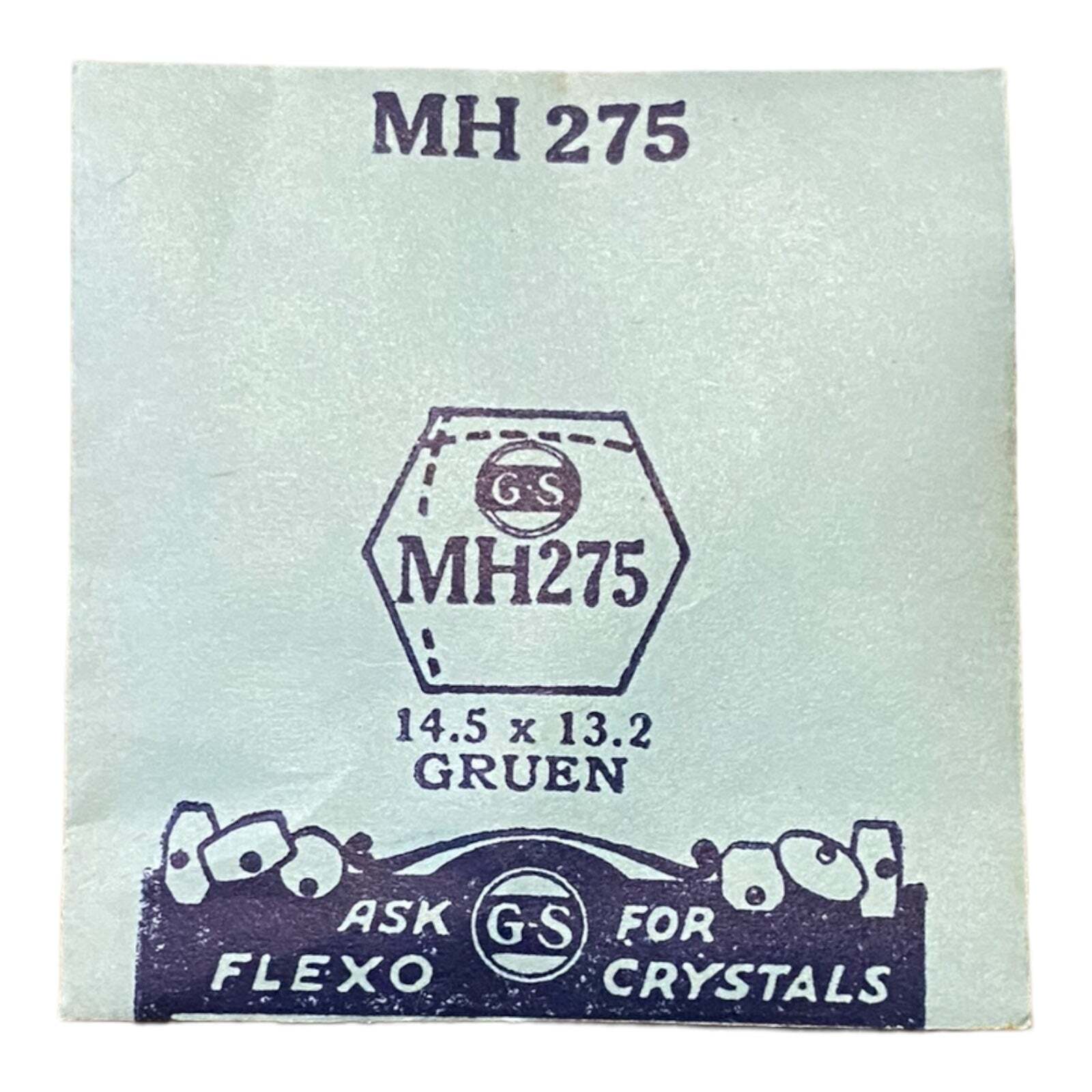 Germanow-Simon Mach (GS) MH275 Watch Crystal 14.5×13.2 NOS Part Flexo Gruen