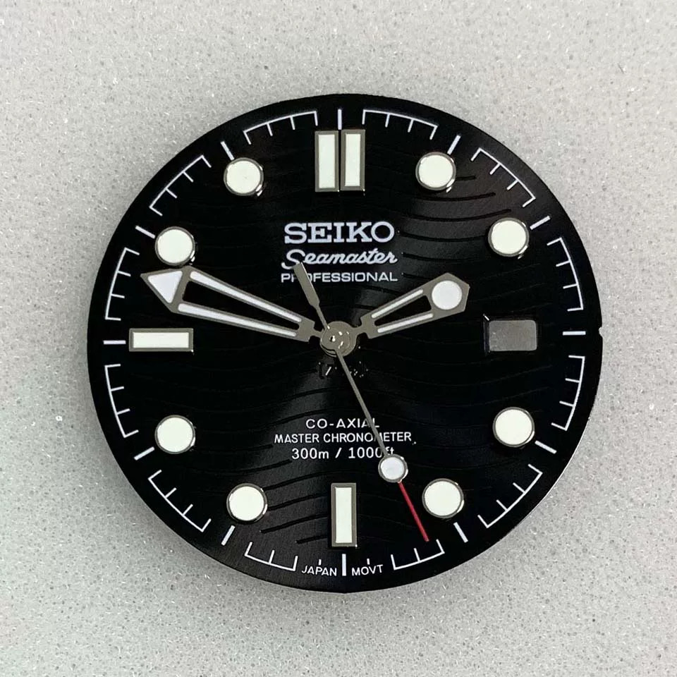 31.8mm Black Watch Dial+Hands Green Luminous for NH35 NH36 Movement Watch Parts