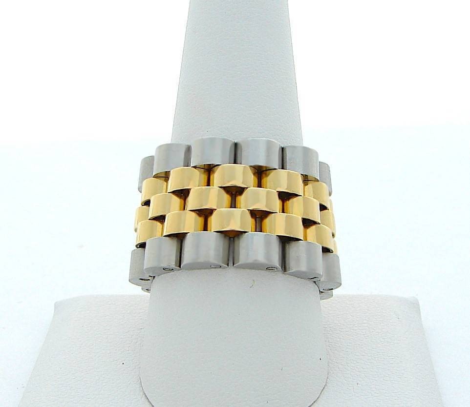 ROLEX STAINLESS & 18K GOLD JUBILEE LINK RING 15.5 MM ORIGINAL