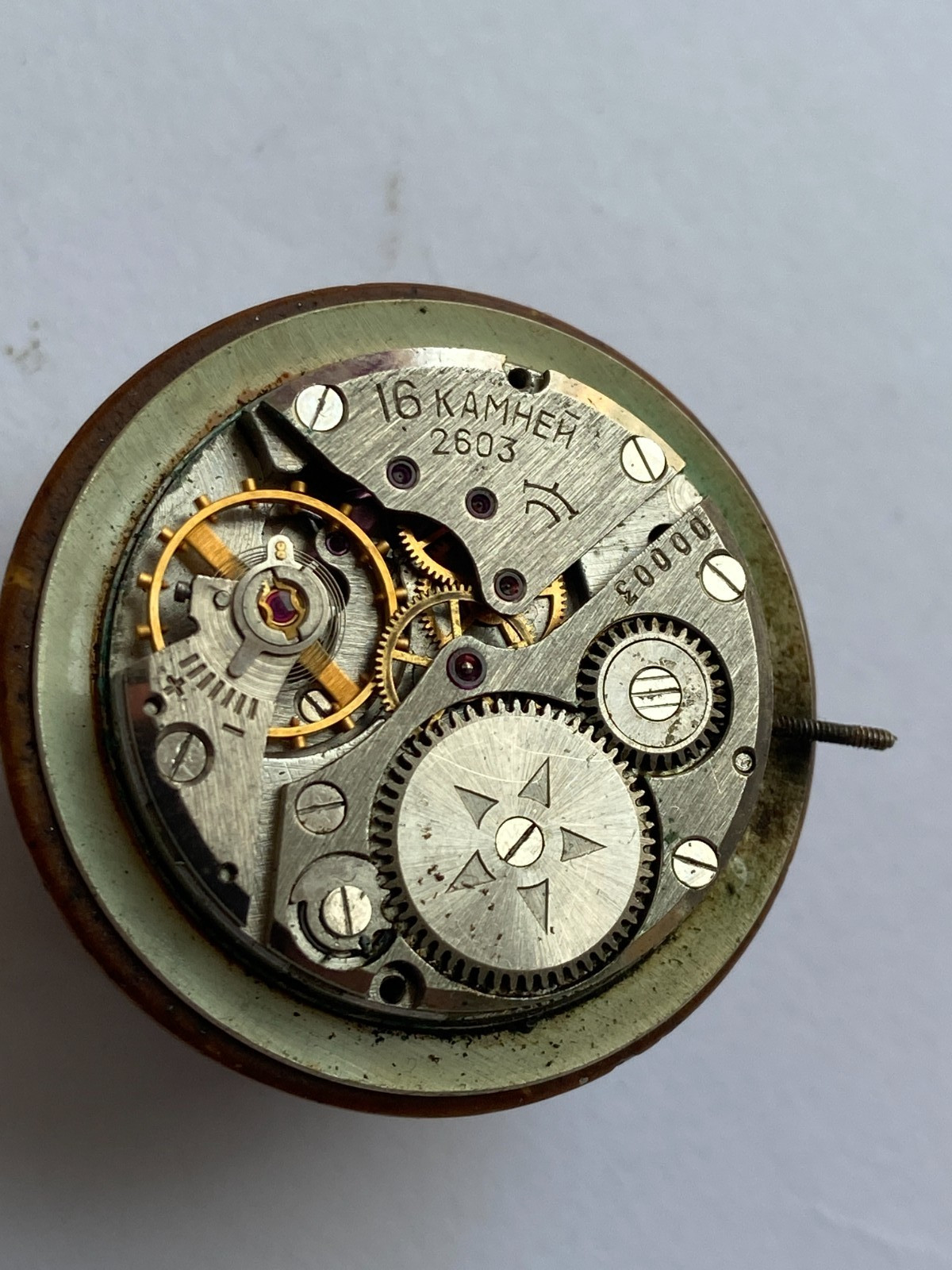 VINTAGE MEN WRIST WATCH FOR PARTS MOVEMENT RAKETA PAKETA USSR 16 JEWEL CAL. 2603