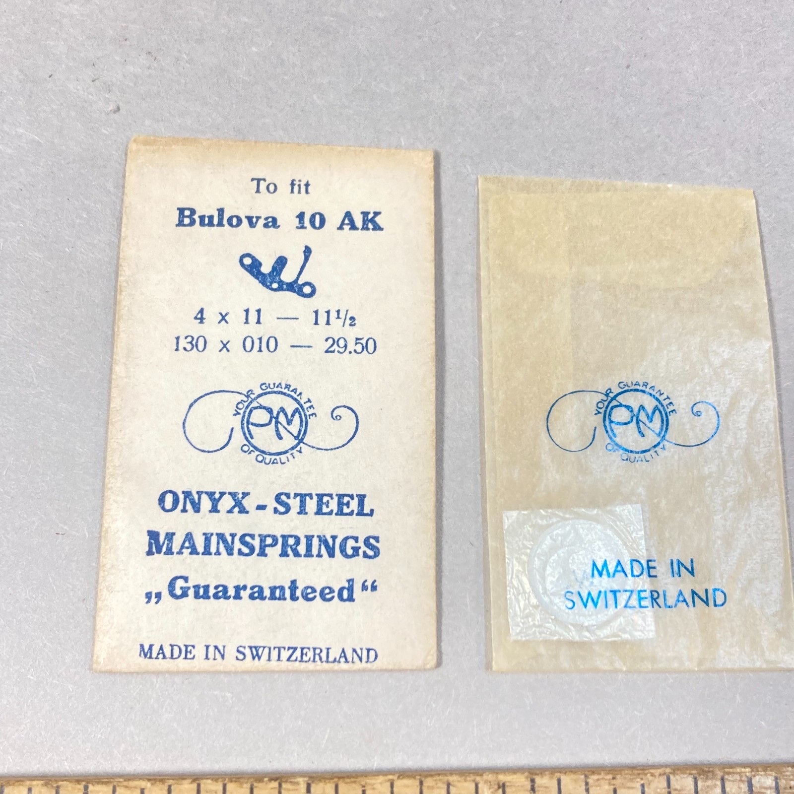 Vintage 2 Onyx-Steel Mainspring Bulova Watch Spring Watch Parts or Repair Swiss