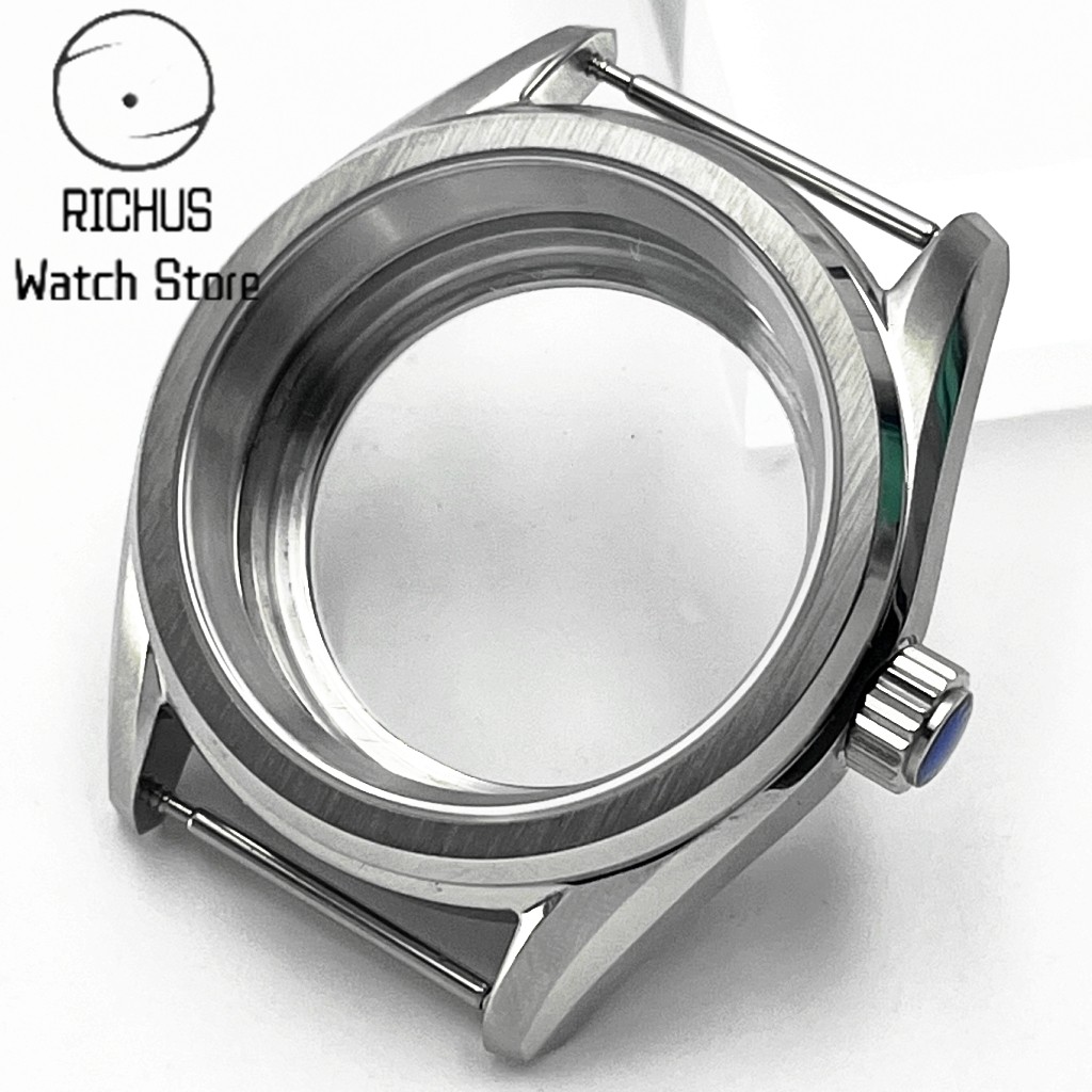 38mm Watch Case silver Sapphire Glass Fit NH35 NH36 ETA2824 Miyota8215 parts
