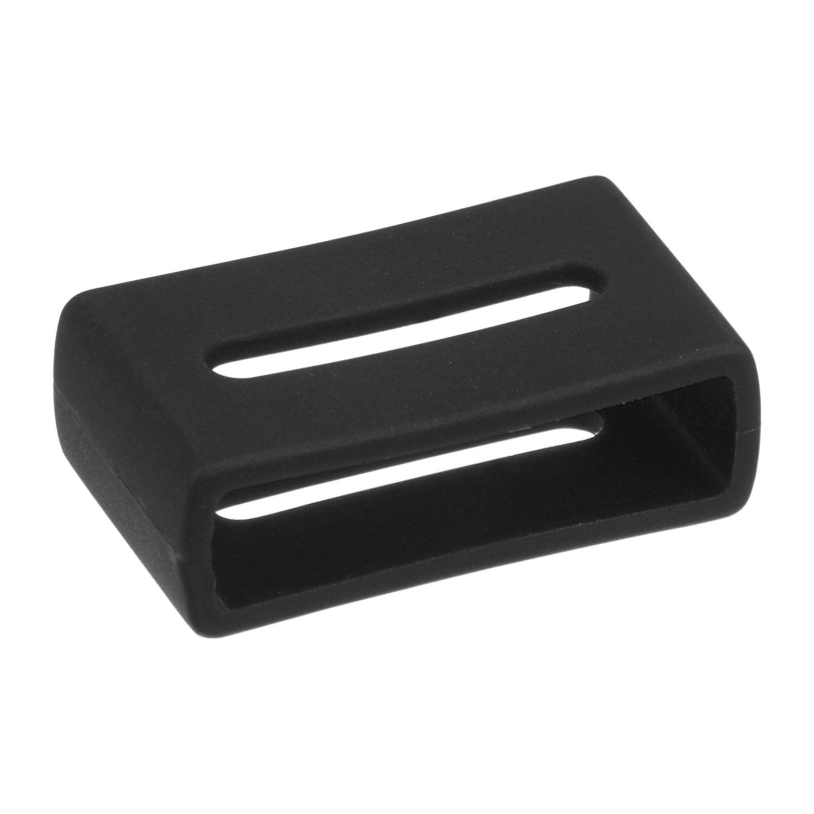 Watch Band Strap Double-sided Slotted Loops Silicone for 20mm Band, Black
