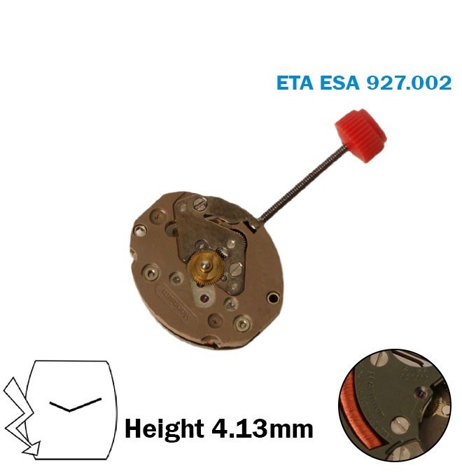ETA/ESA 927.002 Swiss Quartz movement, H:4.13mm, Without Disk, 2 Hands, 6 Jewels