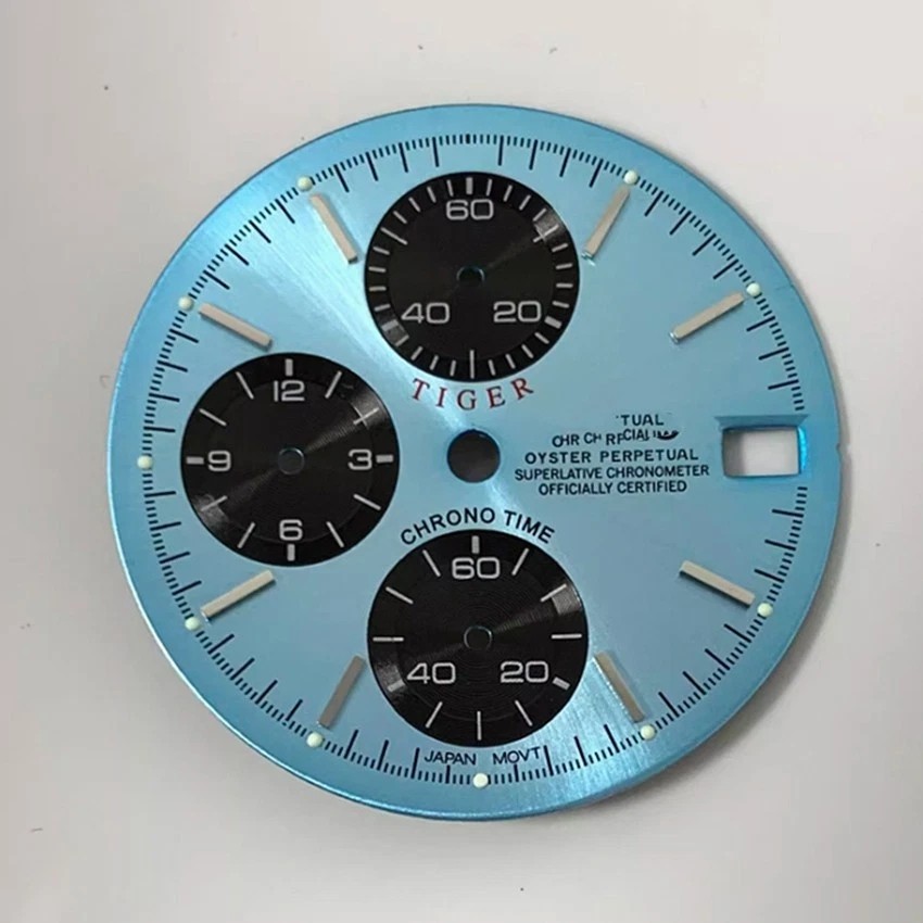 29.8mm Multifunctional Watch Dial Six Hands Green Luminous For Vk63 Movement