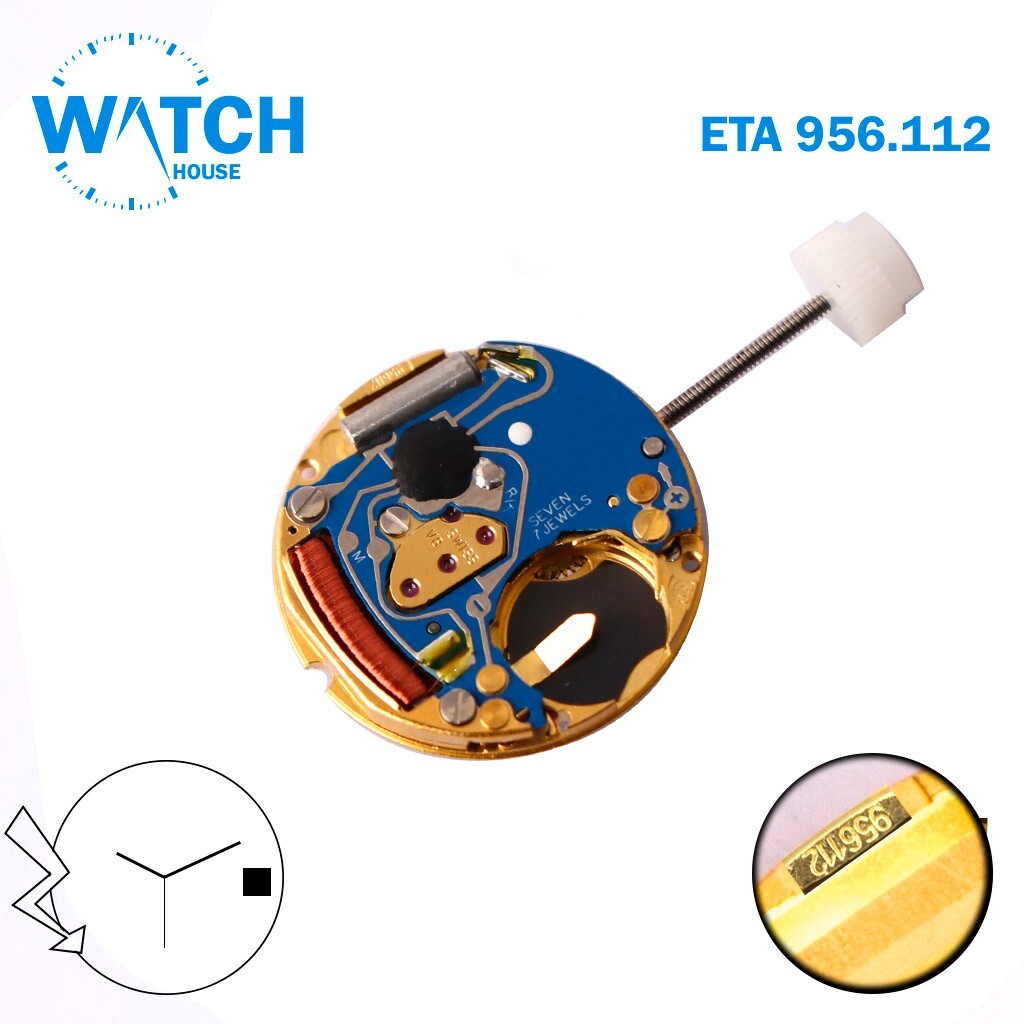 ETA 956.112 Swiss Movement, White Date Disk at 3 ,3Hands H1, Quartz Movement.