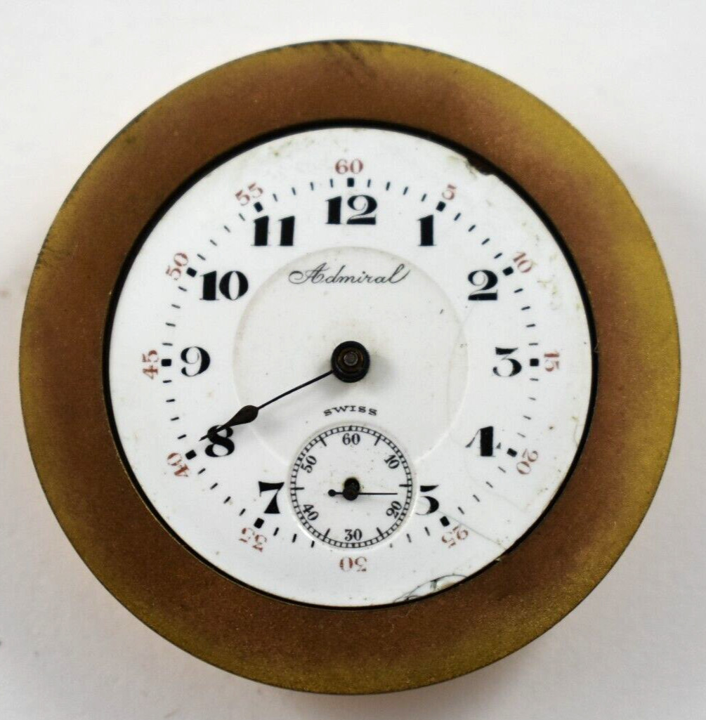 Vintage Swiss Made Admiral Schwarz 7J OF Pocket Watch Movement lot.ff