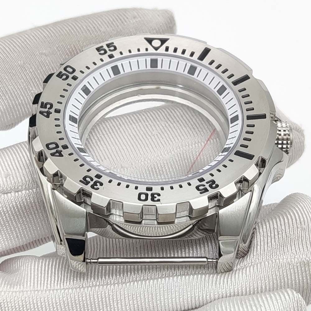 44mm Steel Watch Case Modify turtle Mod Sapphire Rotating For Seiko NH35A NH36