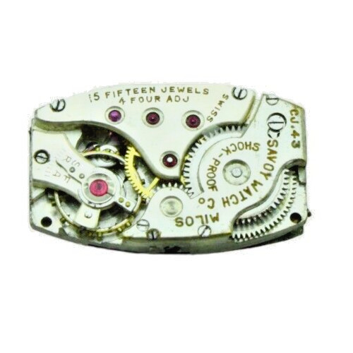 Savoy Milos CJ.43 A Michel 15 J Watch Movement 4 Adj 6.75 X 11′” = 15.3×24.8 mm
