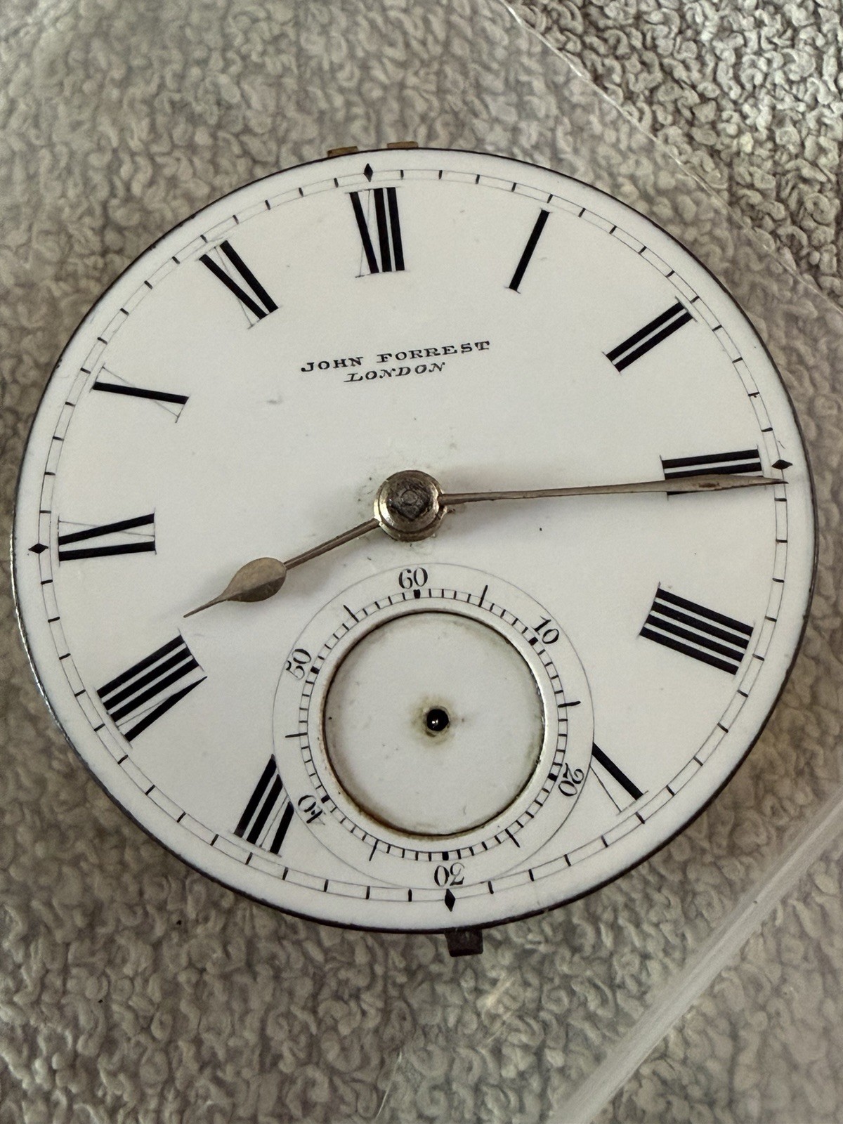 Vintage John Forrest London Key Wind Fusee Watch Movement and Dial 46.? mm