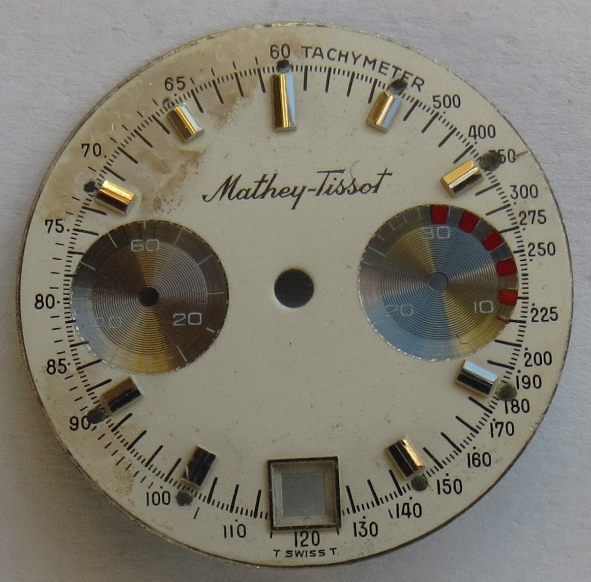 Mathey Tissot chronograph mens wristwatch steel case dial & pushers 37 mm.