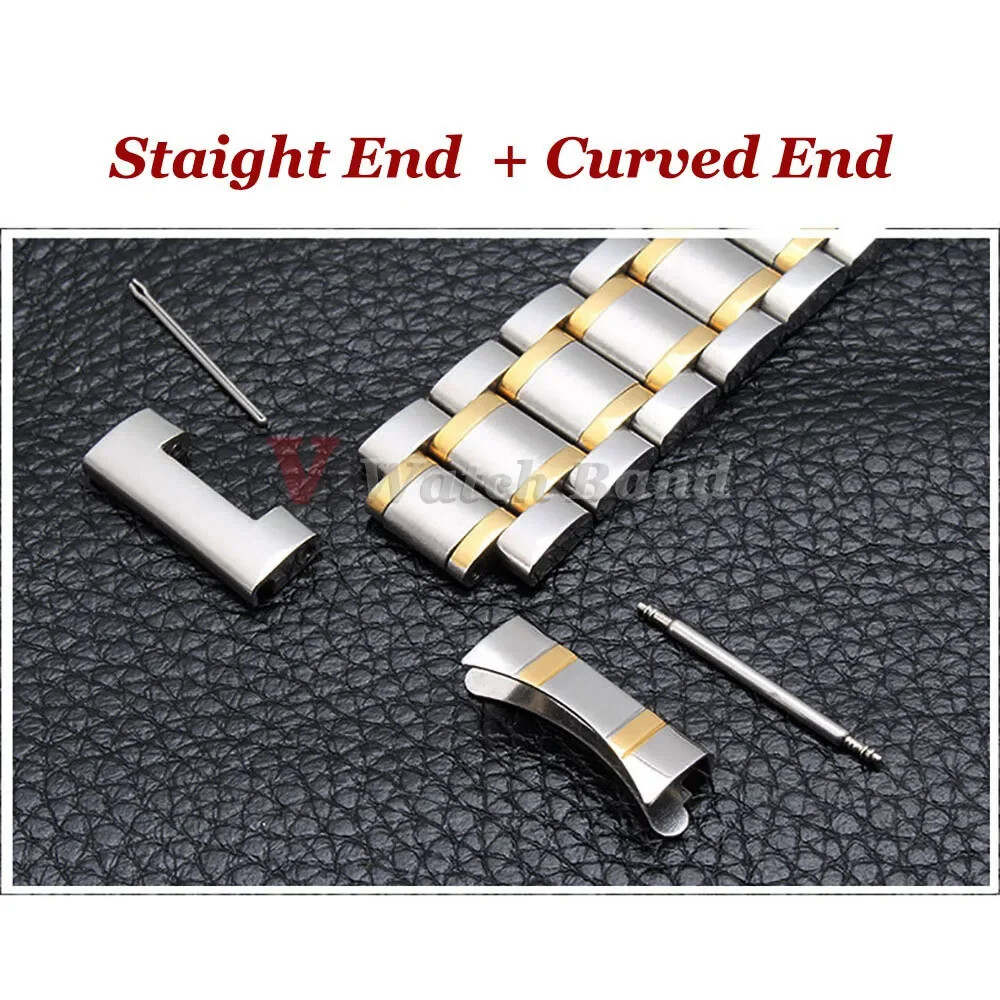 Hot New Curved End Strap Solid Stainless Steel Watch Bands for Butterfly Clasp
