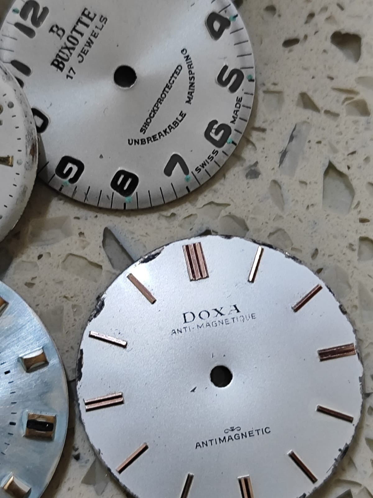 Vintage Swiss Watch Part Lot Dials doxa/Camy/Butex & Other swiss watch NOS