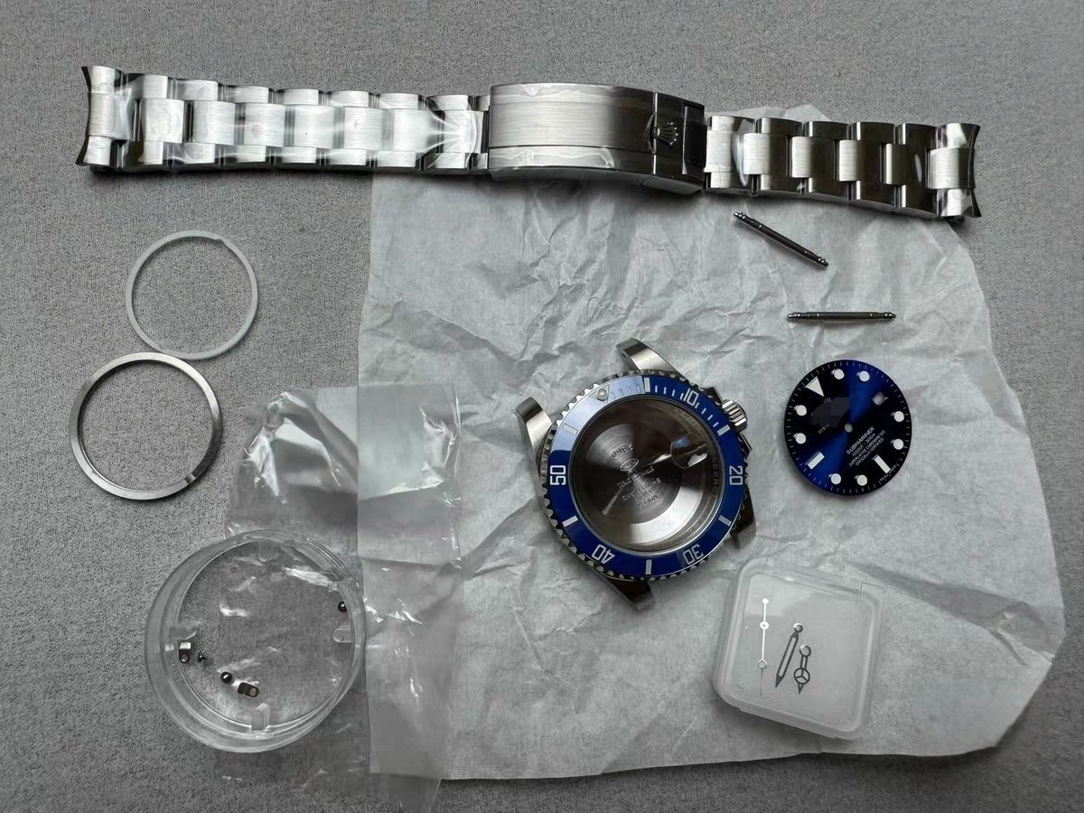 DIY SET for 3135 40MM watch case + dial + hands + Strap sapphire