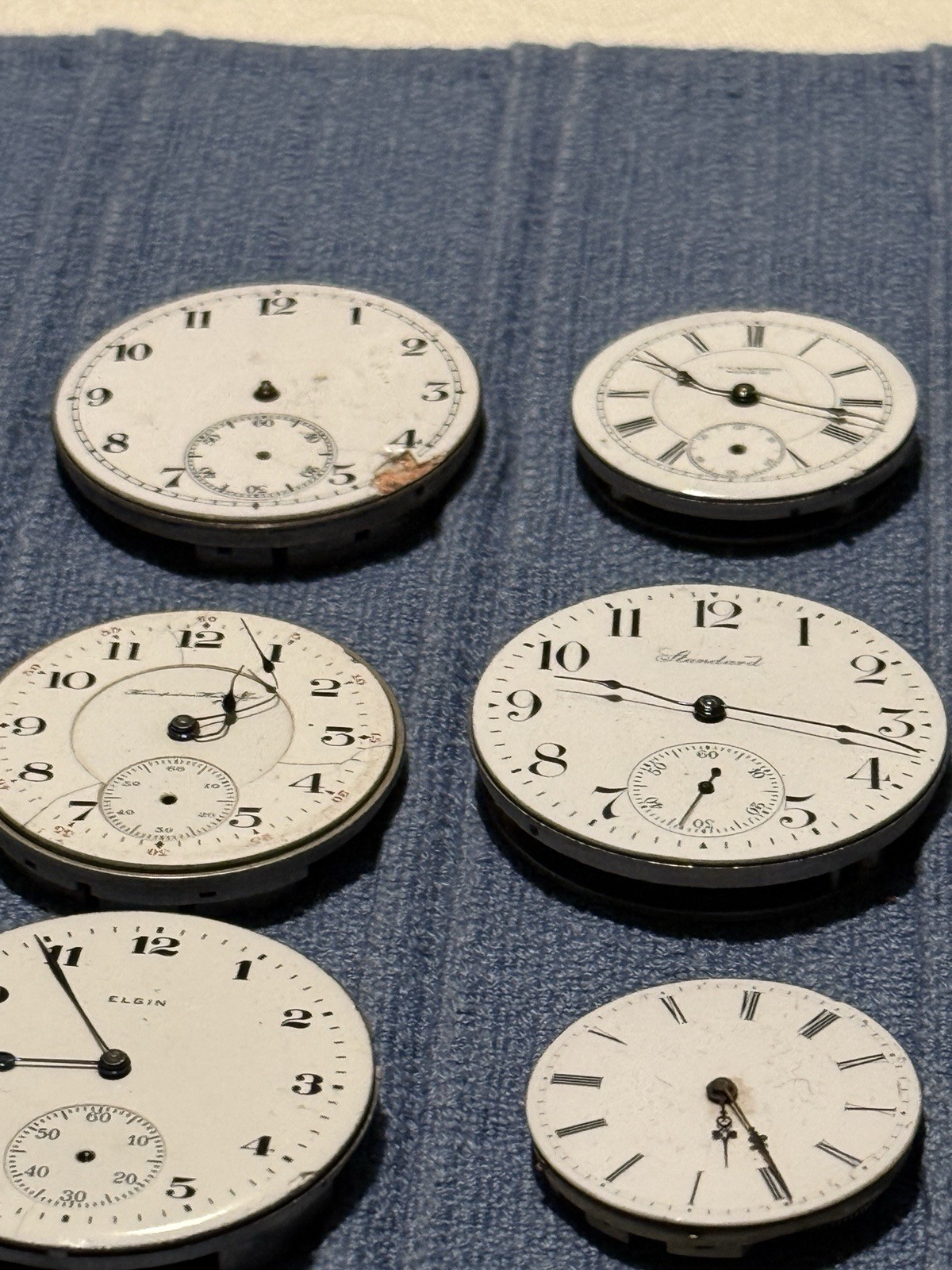 Lot of 15 Antique Pocket Watch Movements Elgin Hampden NY Standard Parts Repair