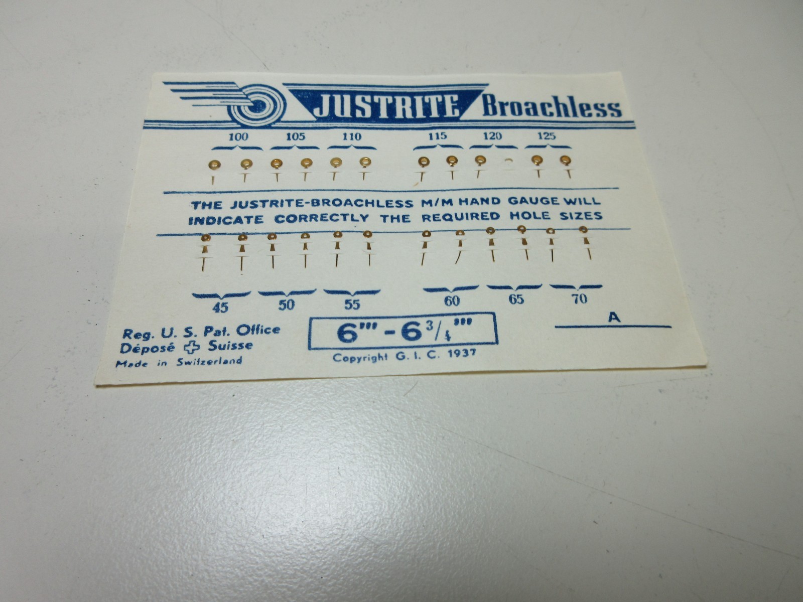 JUSTRITE WATCH HANDS 6”’ 6 3/4”’ WATCHMAKER REPLACEMENT PARTS #257